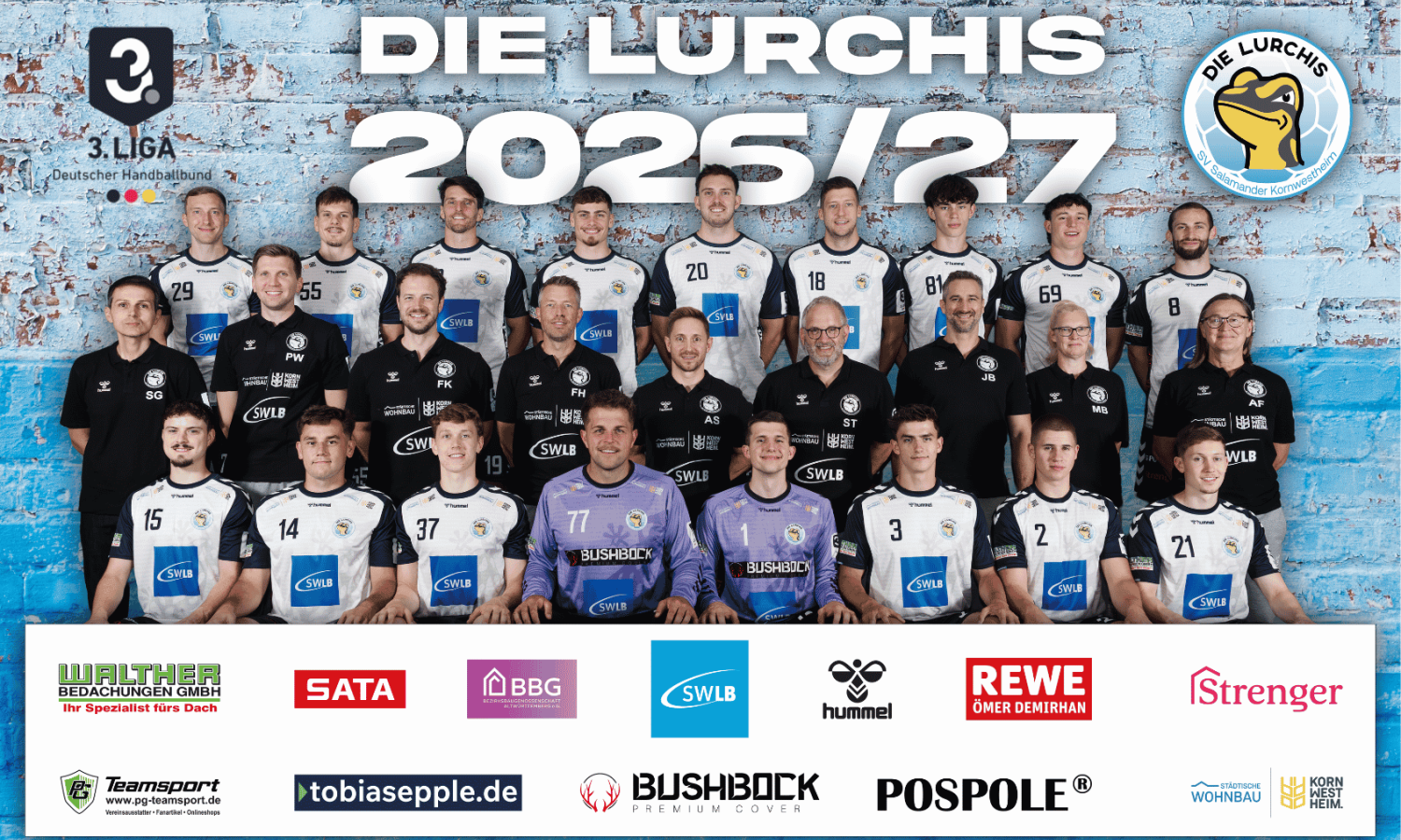 Gruppenbild Männer 1 mit Sponsoren Logos